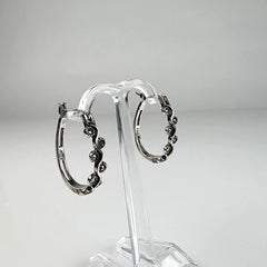 Cercei creole marcasite din argint 925 - 25 mm - vedere 1