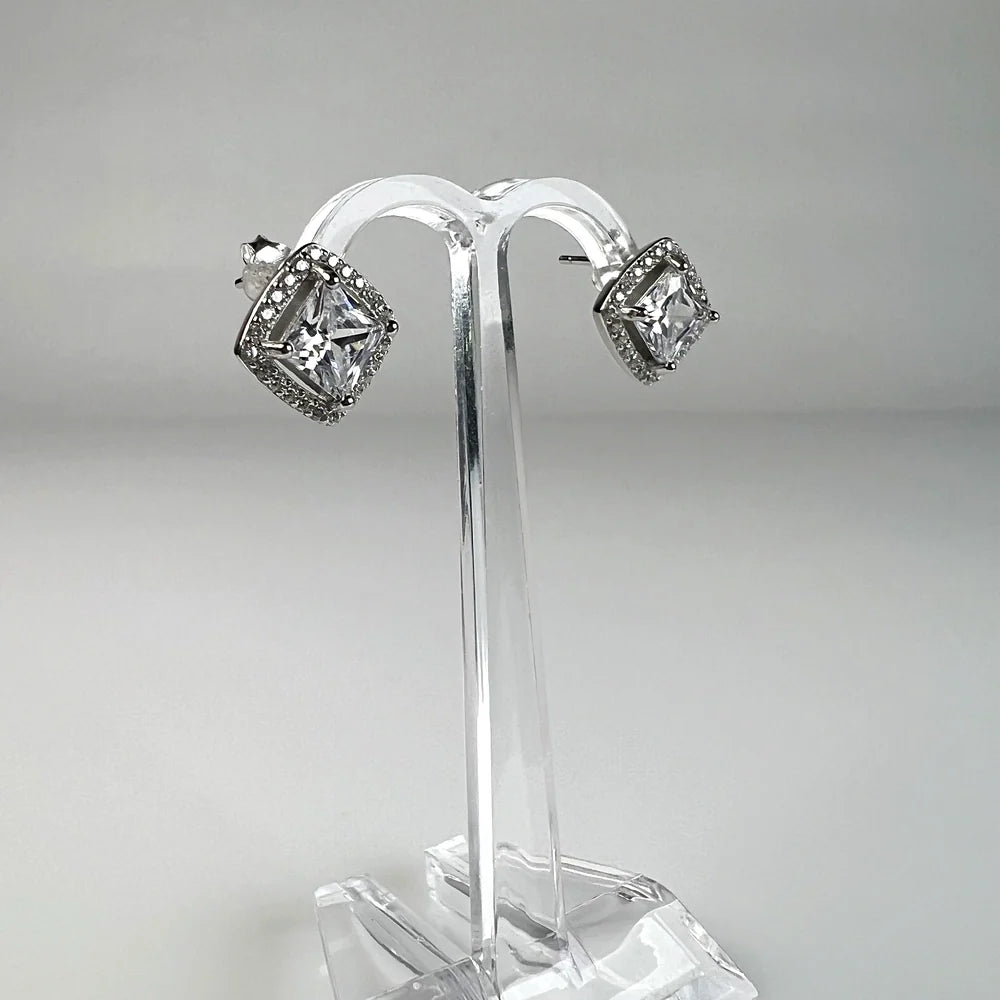 Cercei cu zirconia si surub din argint 925, 10mm - vedere 1