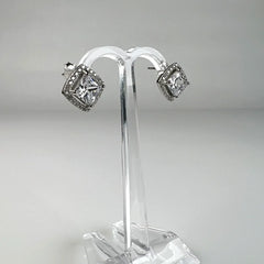 Cercei cu zirconia si surub din argint 925, 10mm - vedere 1