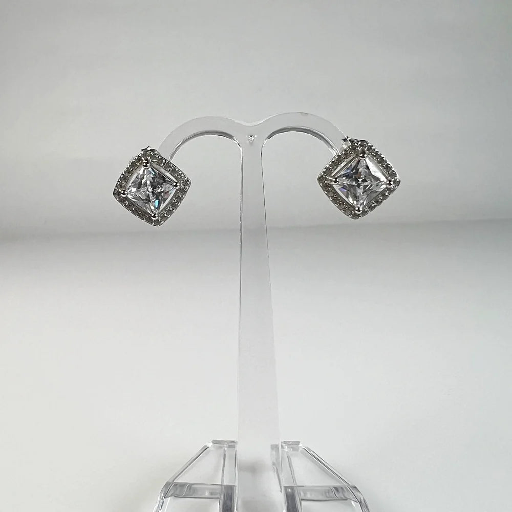 Cercei cu zirconia si surub din argint 925, 10mm - vedere 2