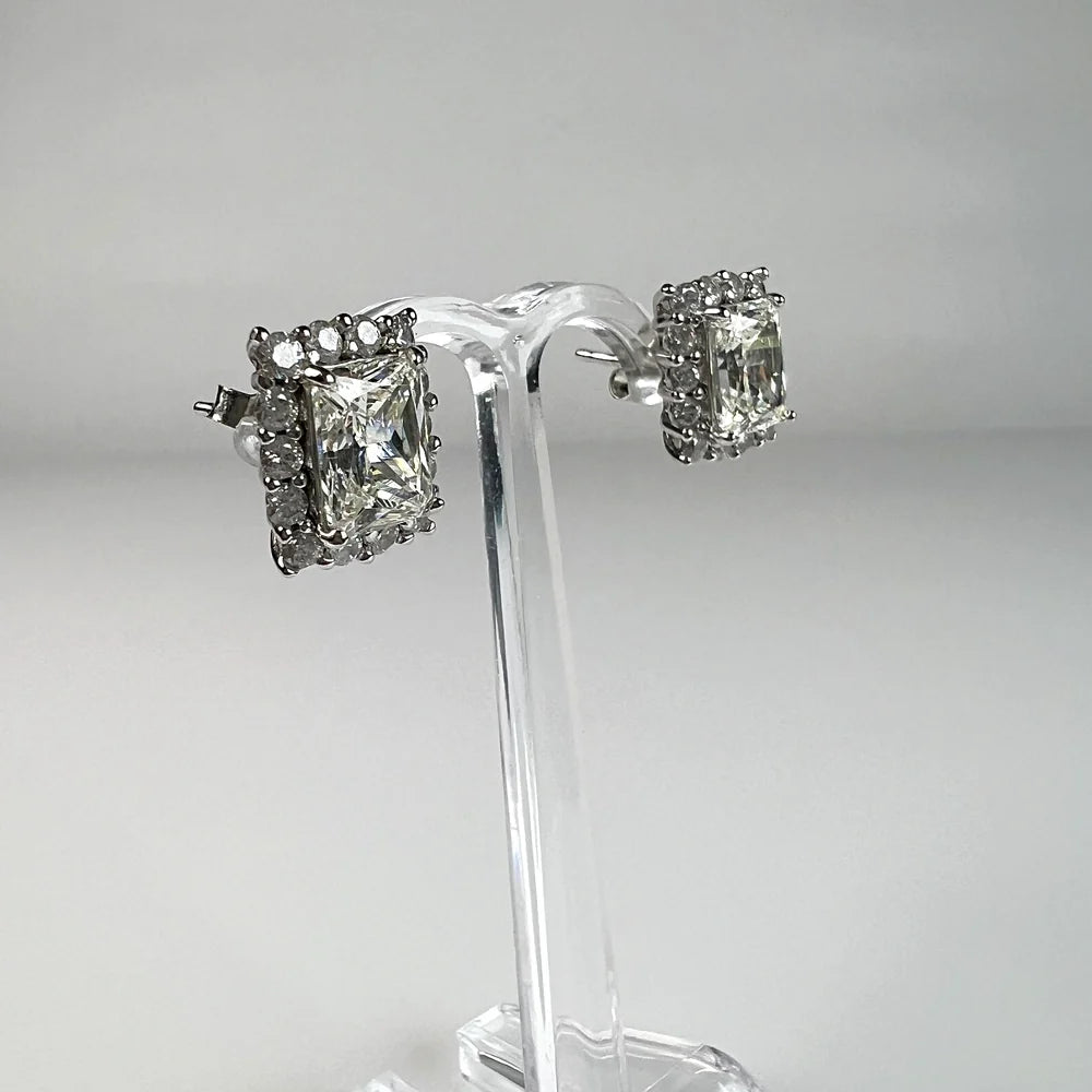 Cercei zirconia cu surub si fluture din argint 925 - vedere 1