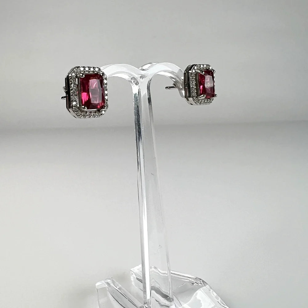 Cercei zirconia cu surub si fluture din argint 925 - vedere 1