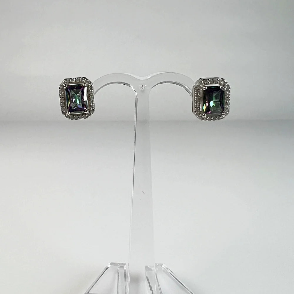 Cercei topaz cu surub si fluture din argint 925 pur - vedere 2