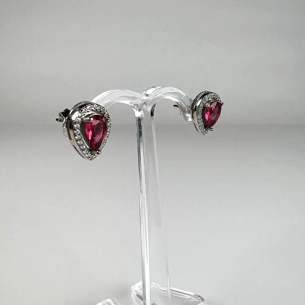 Cercei cu zirconia si surub din argint 925, prindere fluture - vedere 1