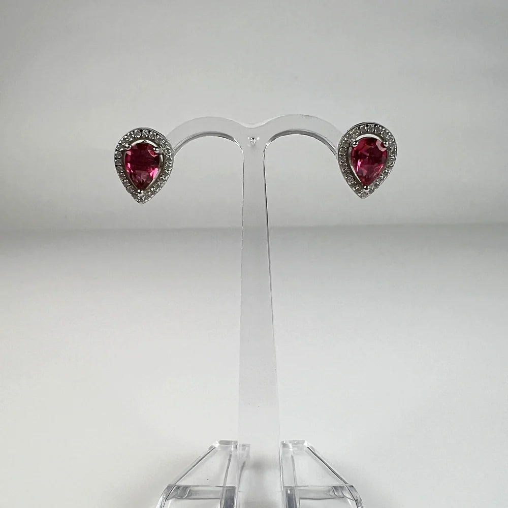 Cercei cu zirconia si surub din argint 925, prindere fluture - vedere 2