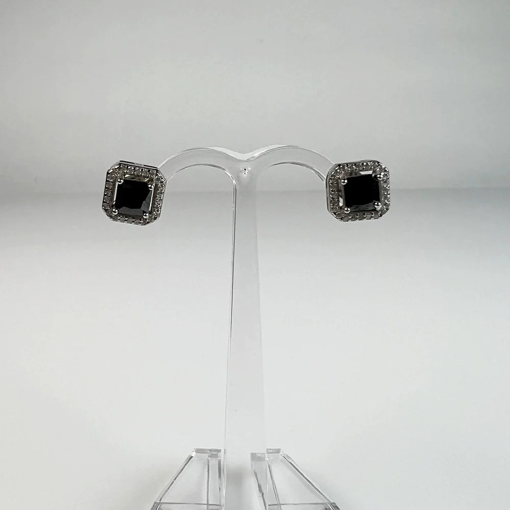 Cercei cu zirconia si surub din argint 925 pentru piercings - vedere 2