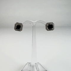 Cercei cu zirconia si surub din argint 925 pentru piercings - vedere 2