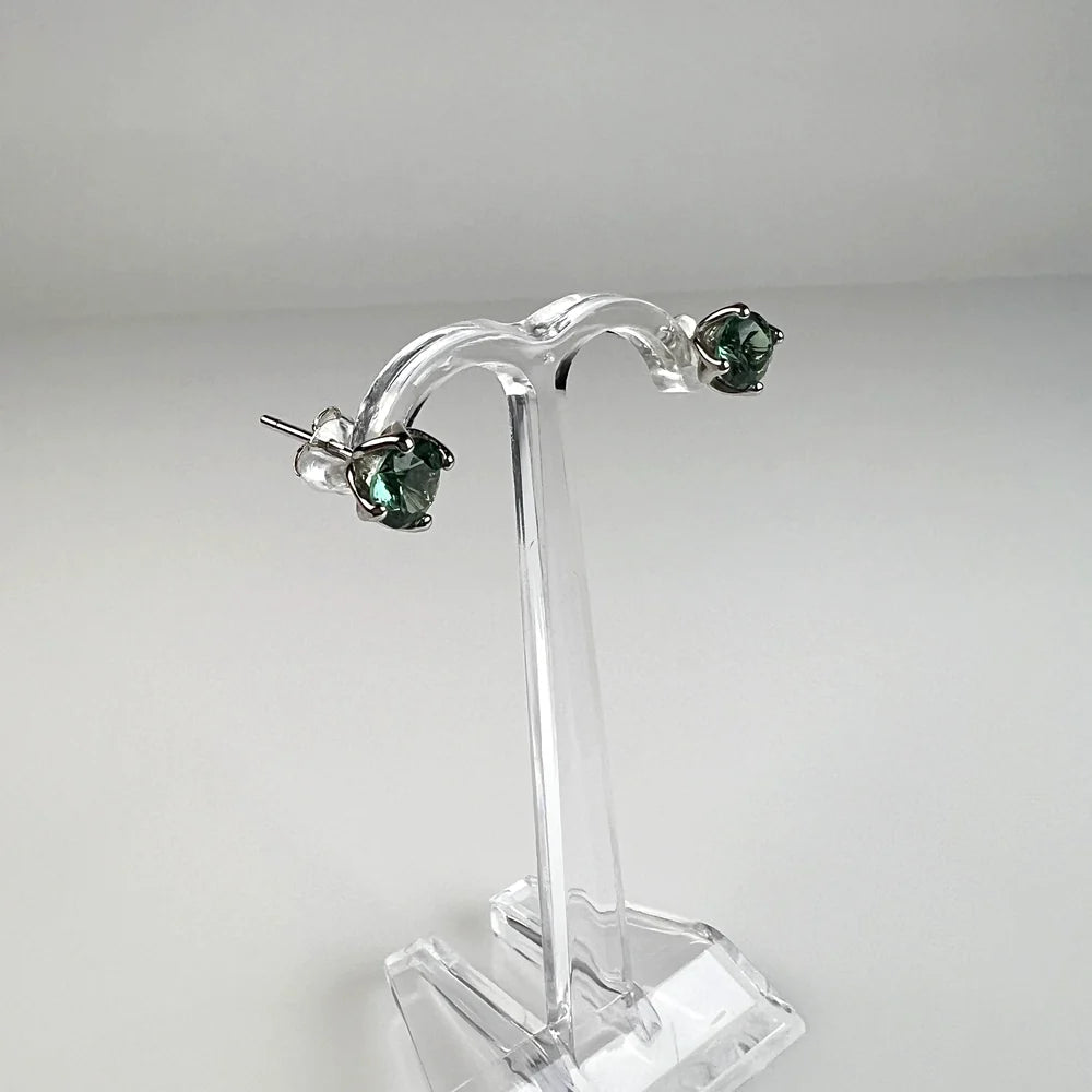 Cercei cu zirconia si surub din argint 925 - 6mm - vedere 1