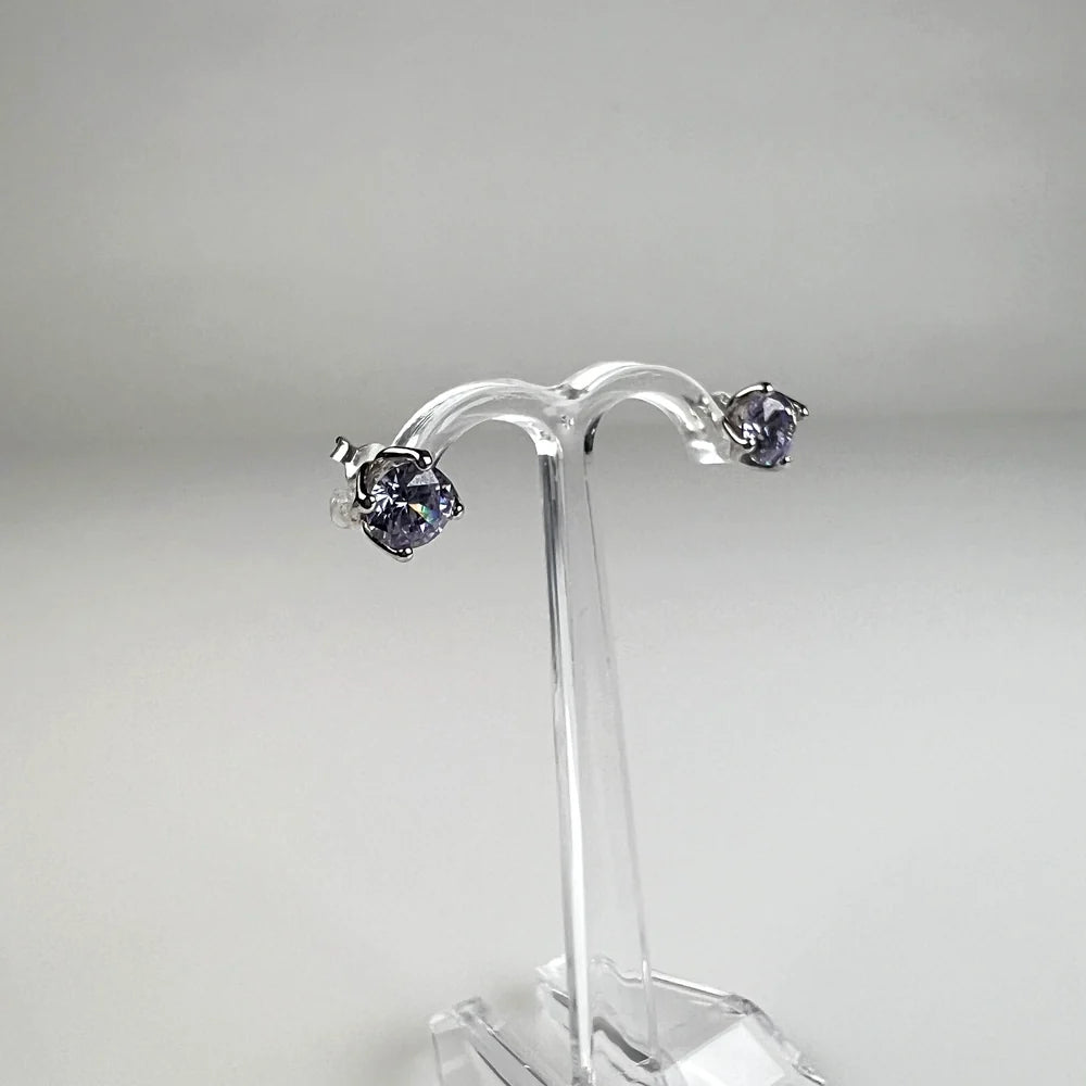 Cercei cu zirconia si surub din argint 925, 6 mm - vedere 1