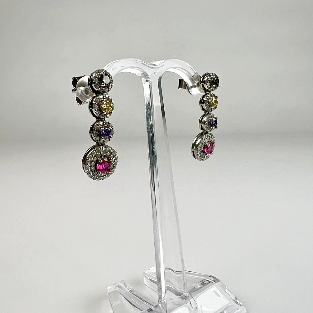 Cercei lungi zirconia cu prindere fluture din argint 925 - vedere 1