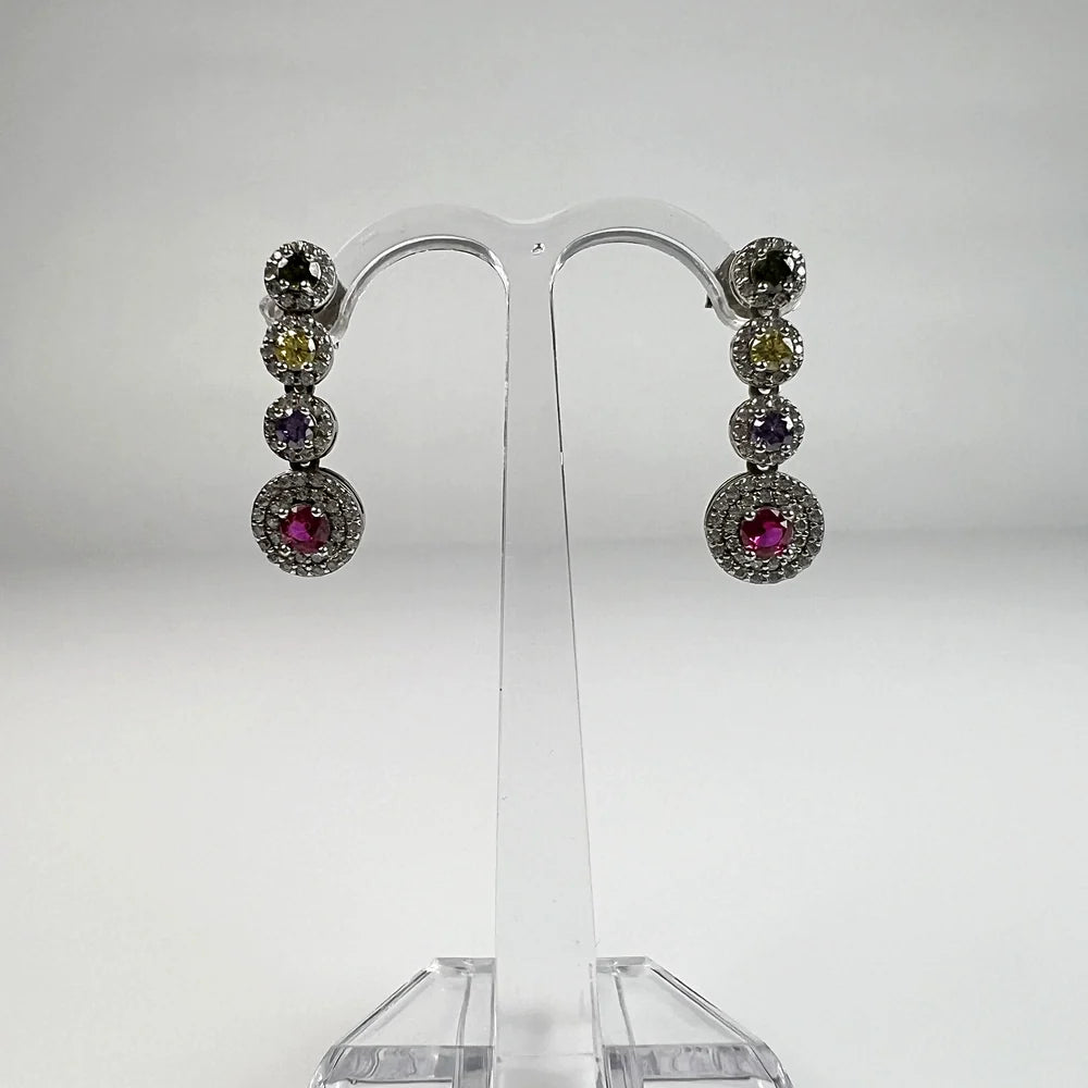 Cercei lungi zirconia cu prindere fluture din argint 925 - vedere 2