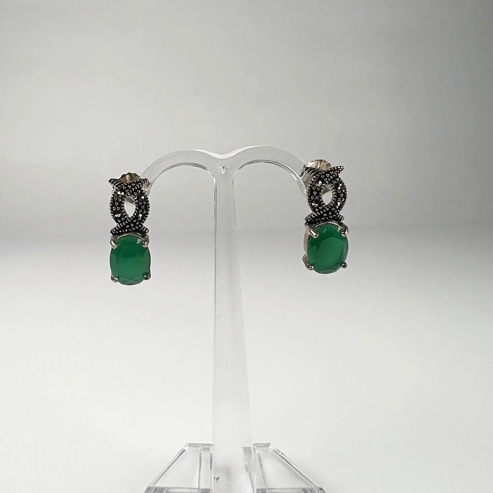 Cercei marcasite cu surub si fluture din argint 925 - vedere 2