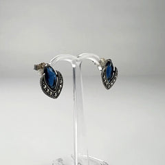 Cercei marcasite cu surub si prindere fluture din argint 925 - vedere 1
