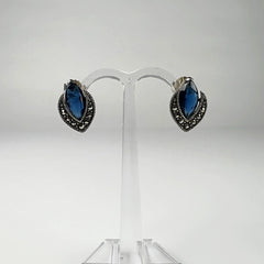 Cercei marcasite cu surub si prindere fluture din argint 925 - vedere 2