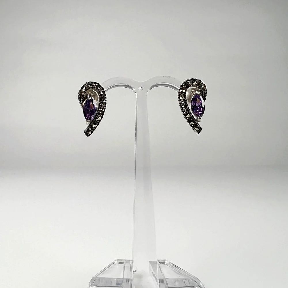 Cercei marcasite cu surub si fluture din argint 925 - vedere 2