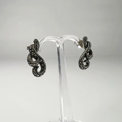Cercei marcasite cu surub si fluture din argint 925 - vedere 1