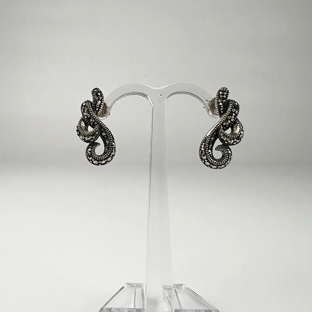 Cercei marcasite cu surub si fluture din argint 925 - vedere 2