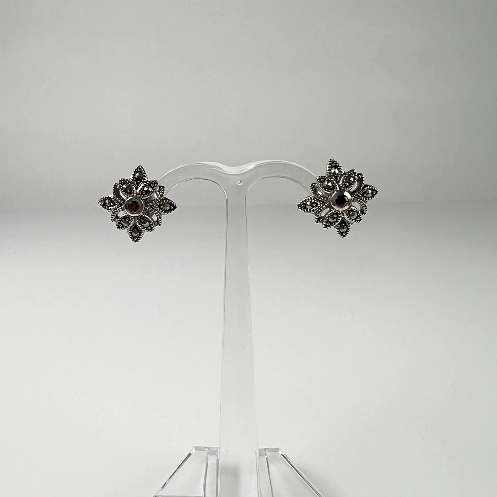 Cercei marcasite cu surub si fluture din argint 925 - vedere 2