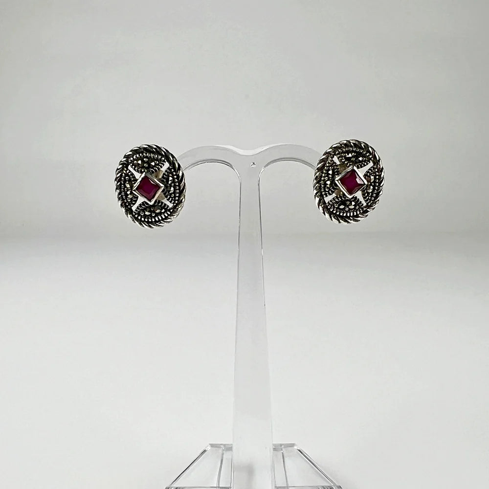 Cercei marcasite cu surub si fluture din argint 925 - vedere 2