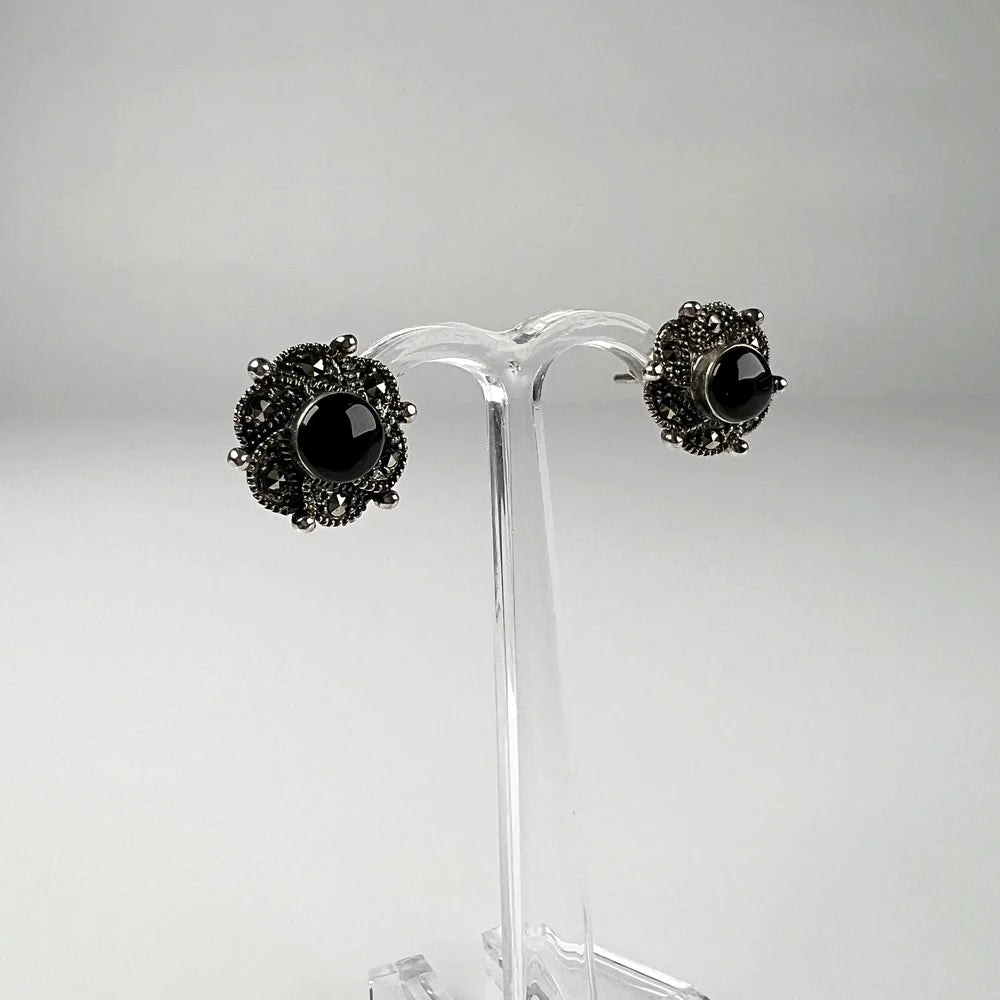 Cercei marcasite cu surub si fluture din argint 925 - vedere 1