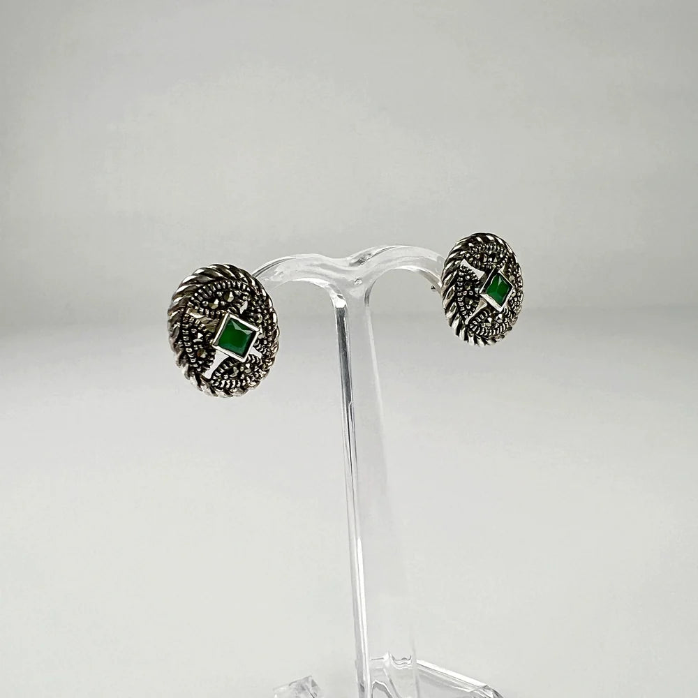 Cercei marcasite cu surub si fluture din argint 925 - vedere 1