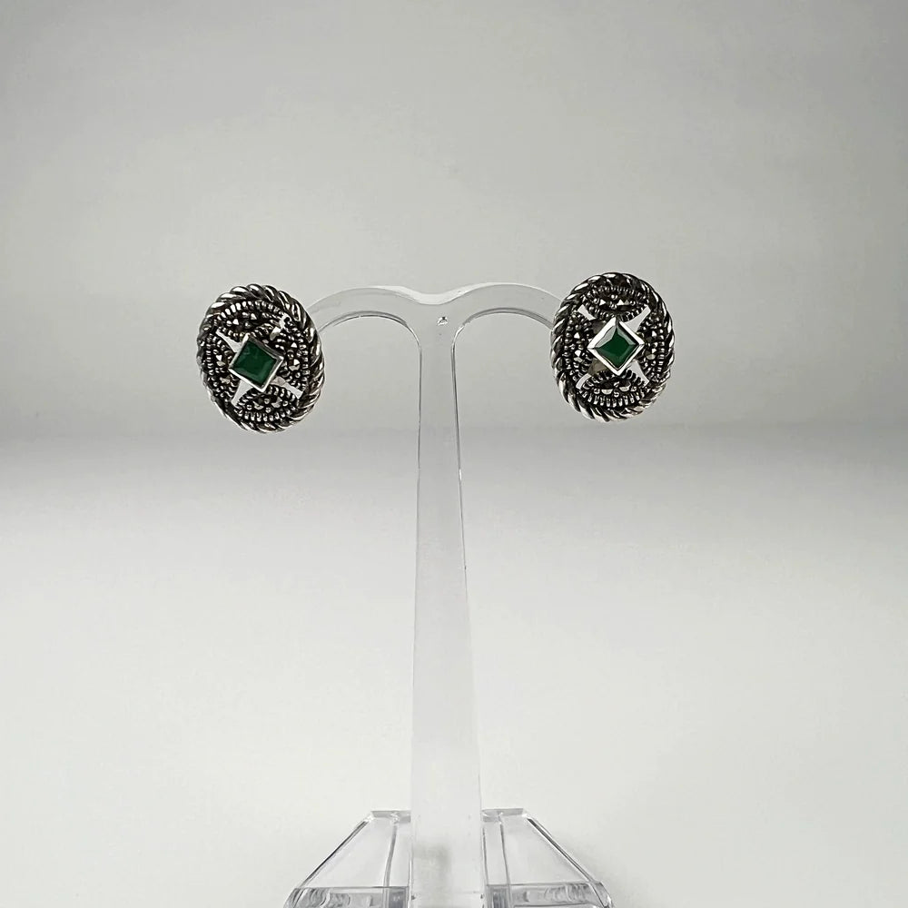 Cercei marcasite cu surub si fluture din argint 925 - vedere 2