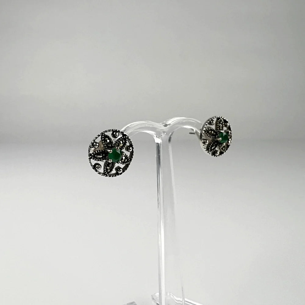 Cercei marcasite cu surub si fluture din argint 925 - vedere 1