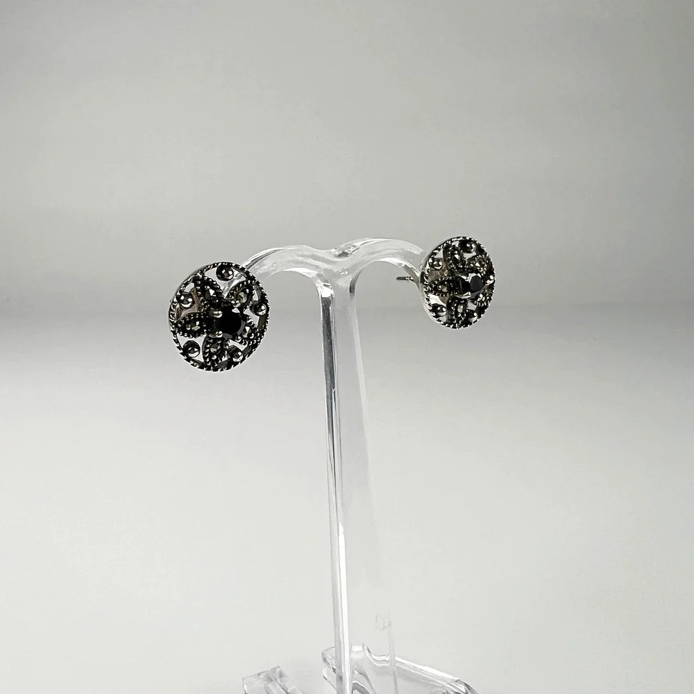Cercei onix cu surub si fluture din argint 925, 7mm - vedere 1