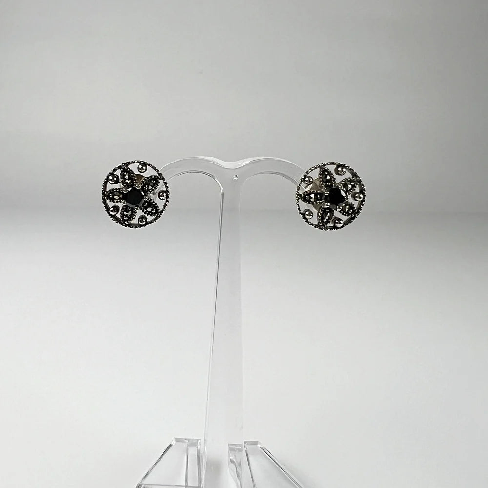 Cercei onix cu surub si fluture din argint 925, 7mm - vedere 2