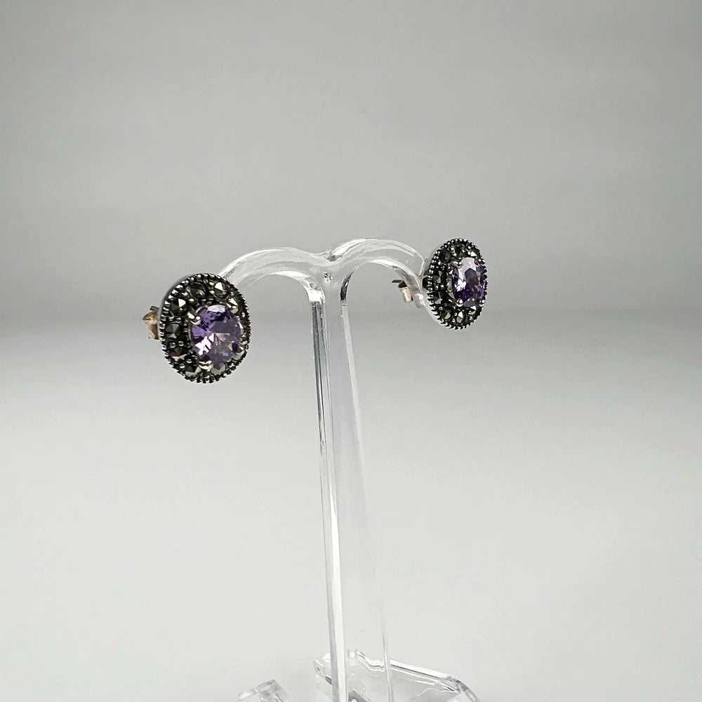 Cercei marcasite cu surub si fluture din argint 925 - vedere 1