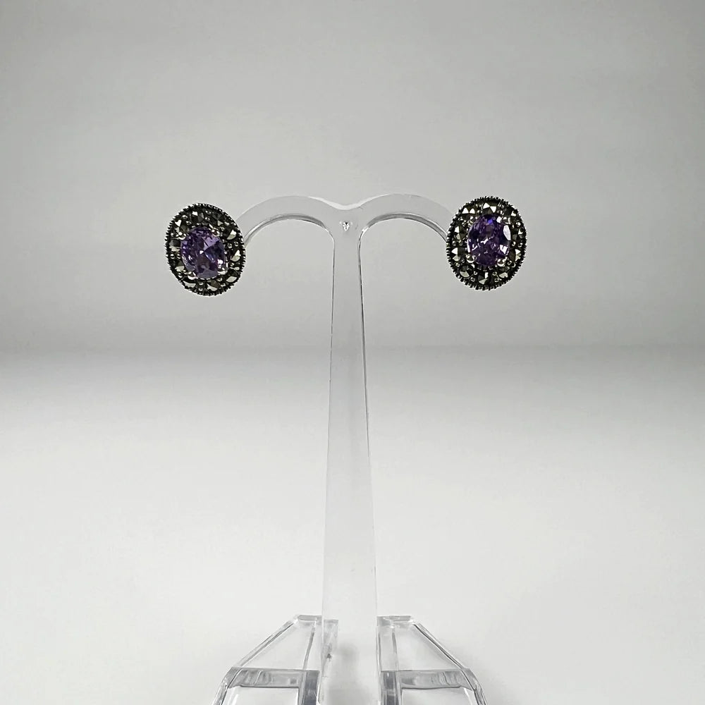 Cercei marcasite cu surub si fluture din argint 925 - vedere 2