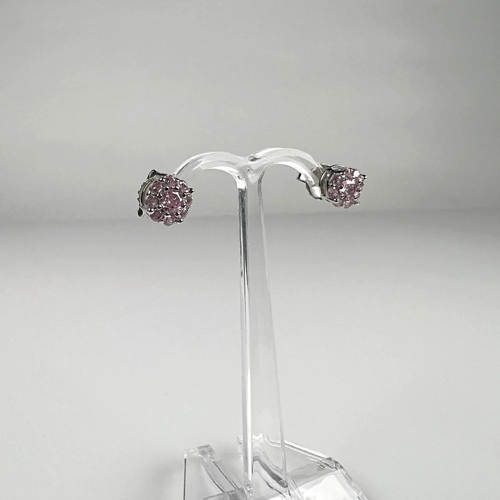 Cercei cu surub zirconia si prindere fluture din argint 925 - vedere 1