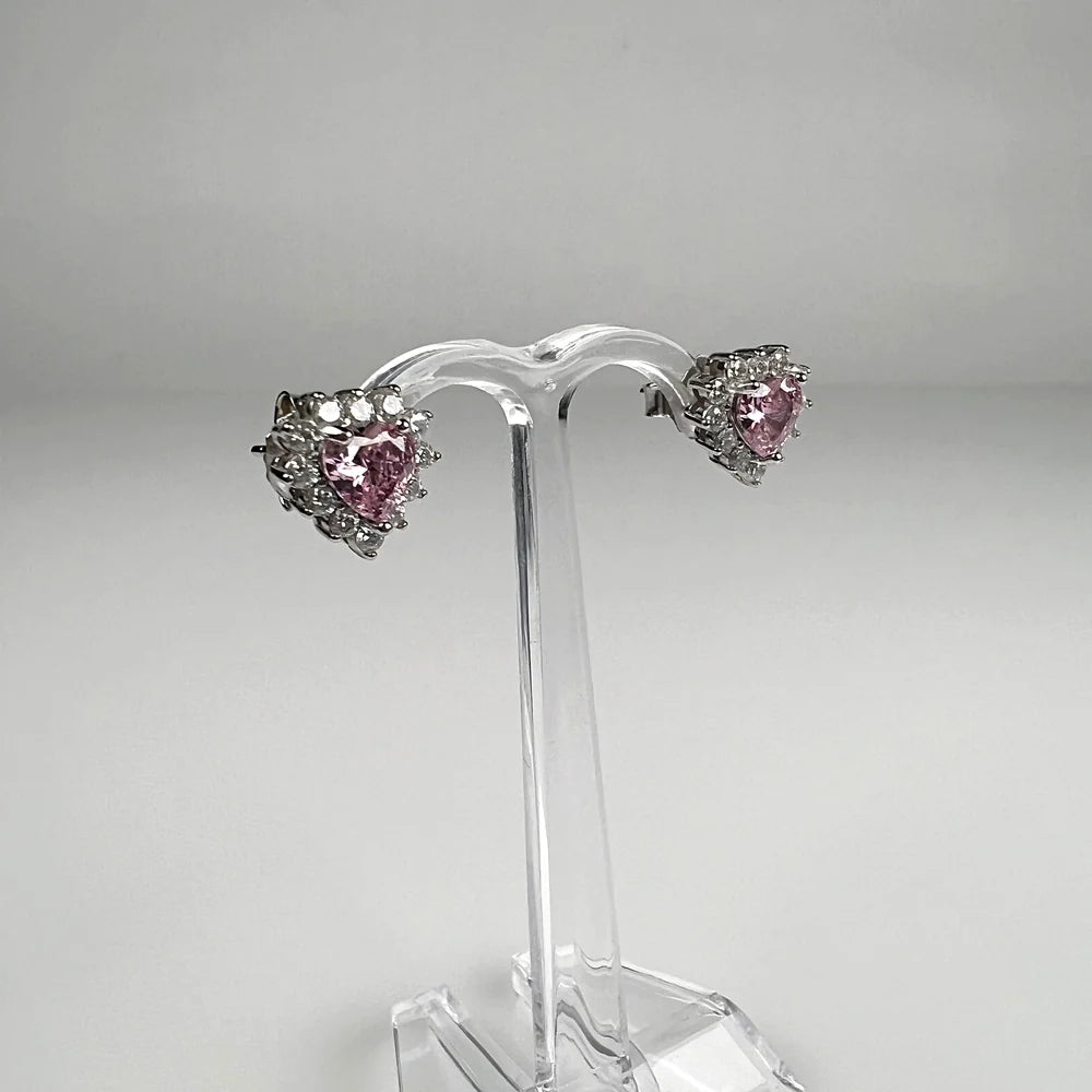 Cercei mici zirconia cu surub si prindere fluture din argint 925 - vedere 1