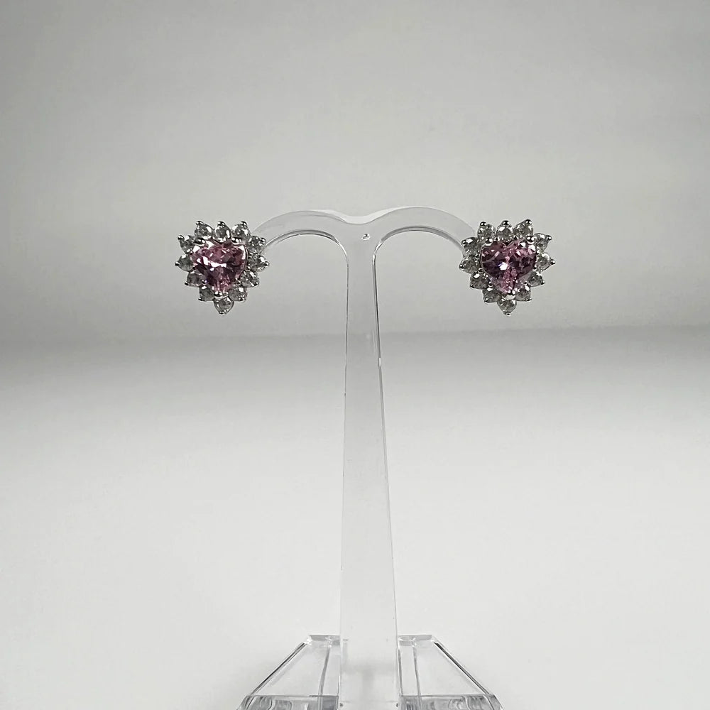 Cercei mici zirconia cu surub si prindere fluture din argint 925 - vedere 2