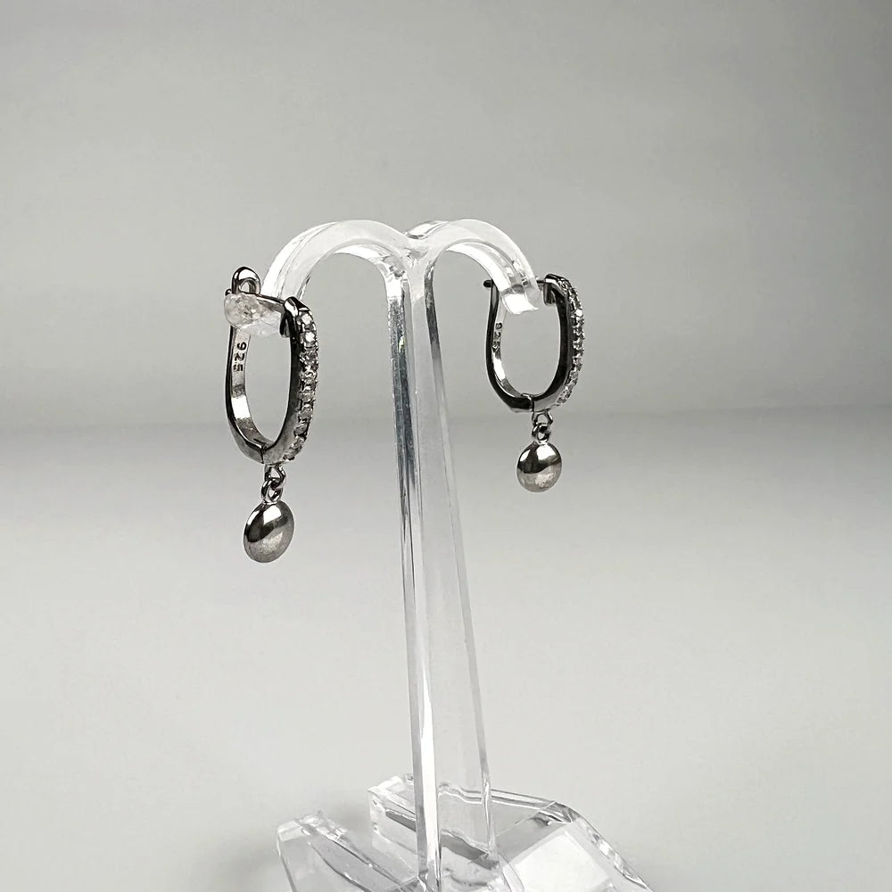 Cercei drop zirconia cu prindere leverback din argint 925 - vedere 1