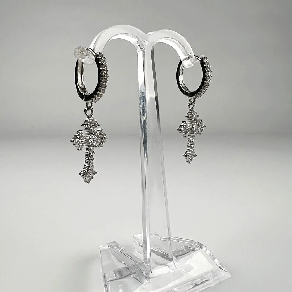Cercei drop zirconia cu prindere leverback din argint 925 - vedere 1