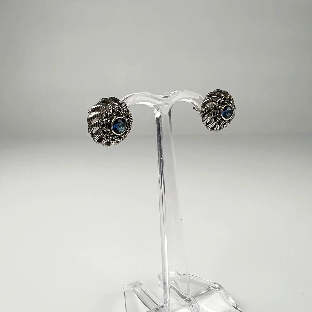 Cercei marcasite cu surub si fluture din argint 925 - vedere 1
