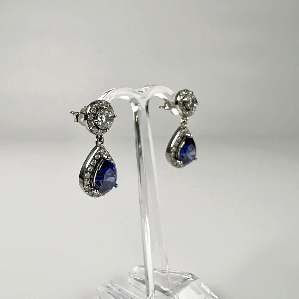 Cercei lungi zirconia cu prindere fluture din argint 925 - vedere 1