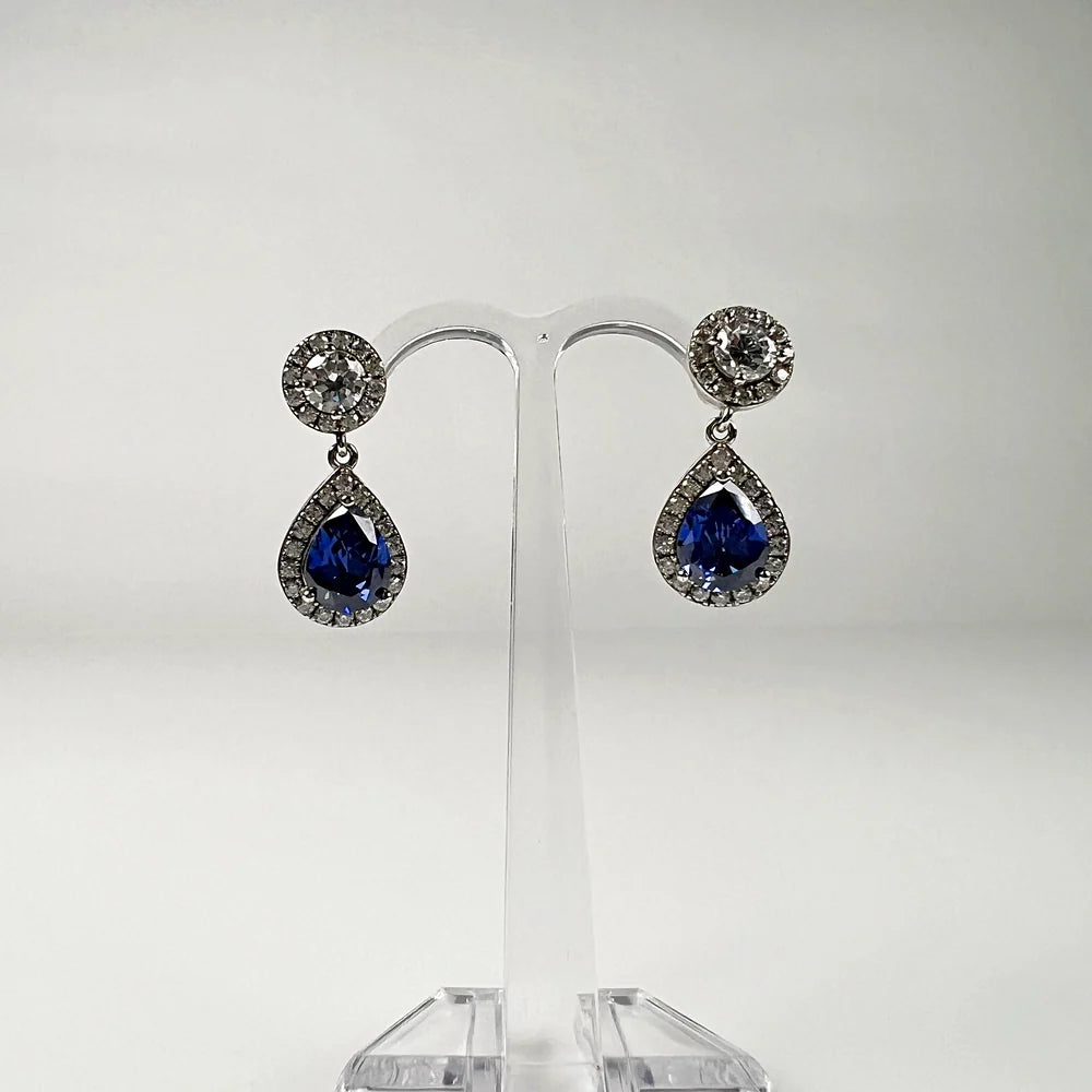Cercei lungi zirconia cu prindere fluture din argint 925 - vedere 2