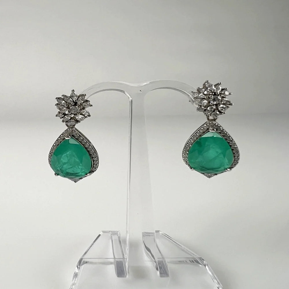 Cercei lungi Paraiba cu prindere fluture din argint 925 - vedere 2