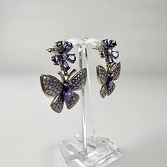 Cercei lungi zirconia cu prindere fluture din argint 925 - vedere 1