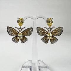 Cercei lungi zirconia cu prindere fluture din argint 925 - vedere 2