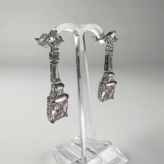 Cercei lungi zirconia cu prindere fluture din argint 925 - vedere 1