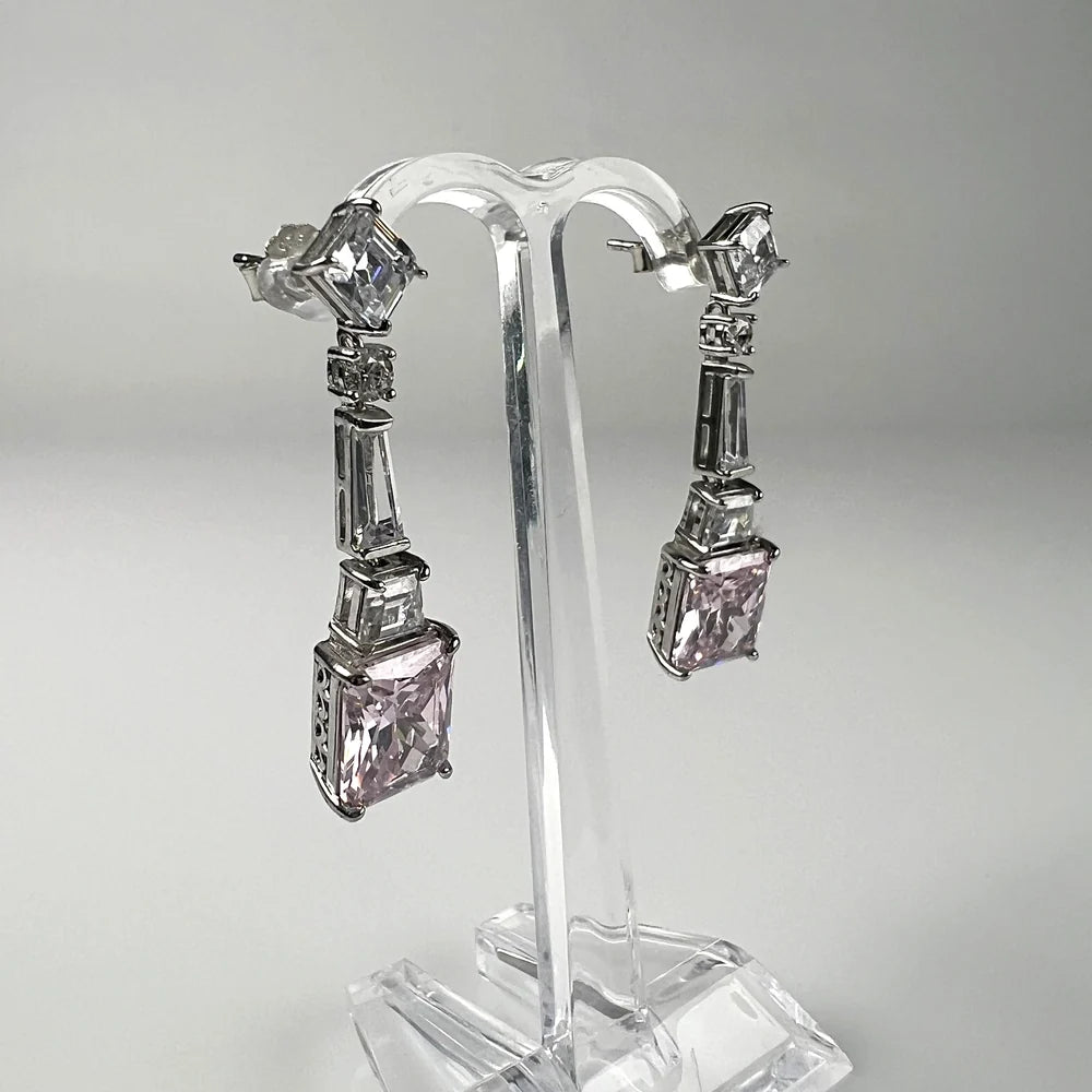 Cercei lungi zirconia cu prindere fluture din argint 925 - vedere 1