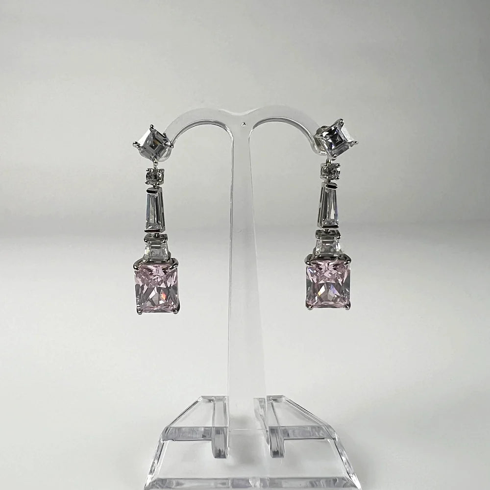 Cercei lungi zirconia cu prindere fluture din argint 925 - vedere 2