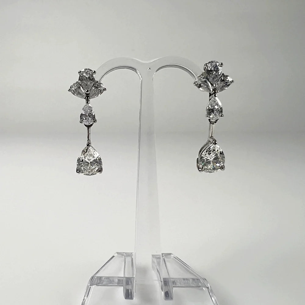 Cercei lungi din argint 925 cu zirconia si sistem fluture - vedere 2