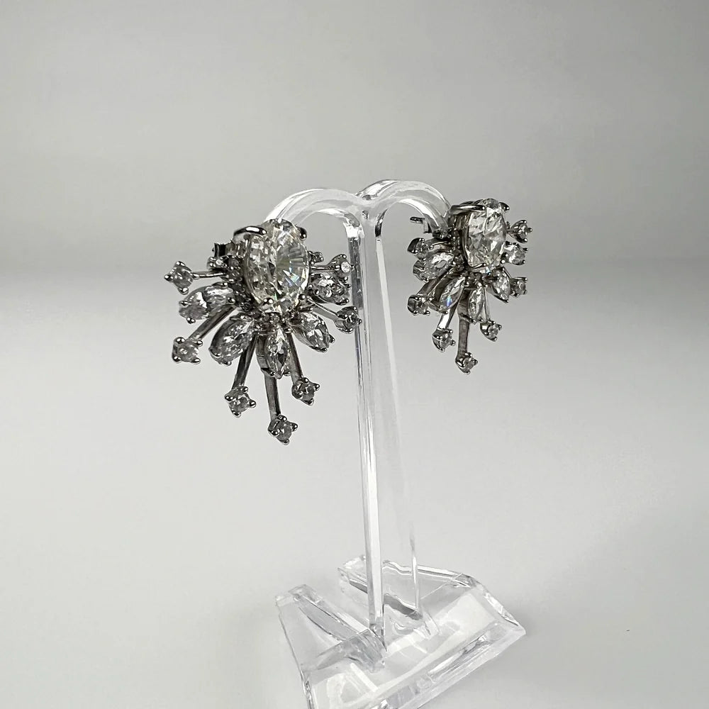Cercei lungi zirconia cu prindere fluture din argint 925 - vedere 1