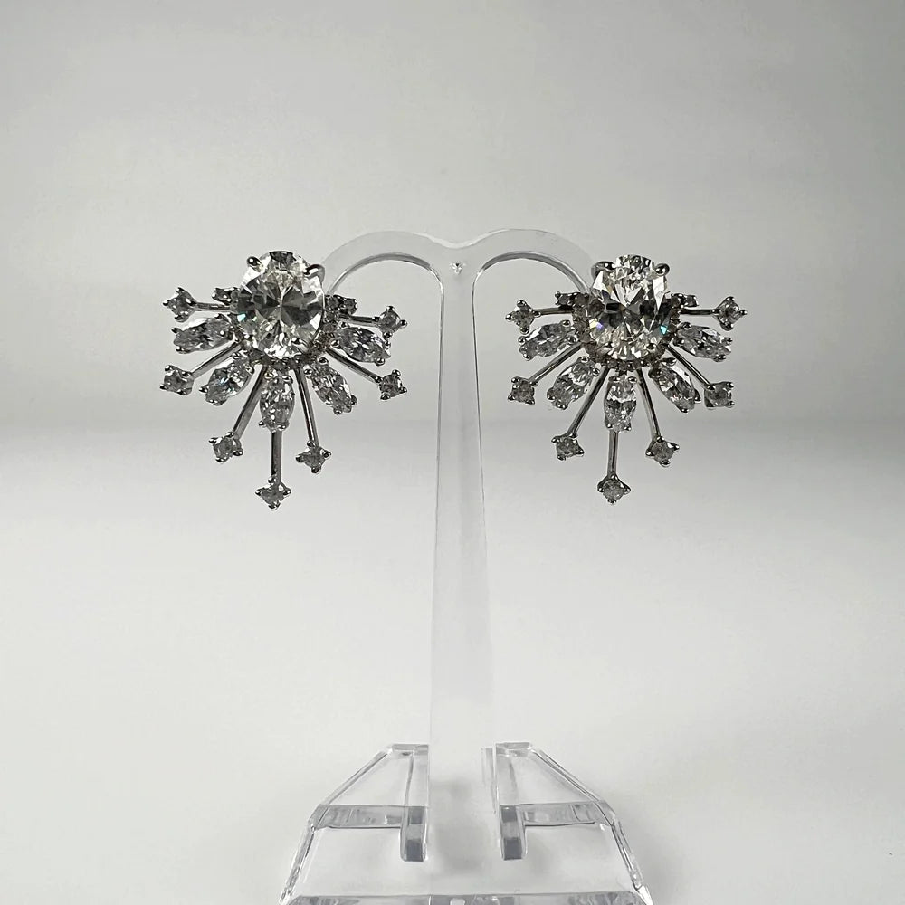Cercei lungi zirconia cu prindere fluture din argint 925 - vedere 2