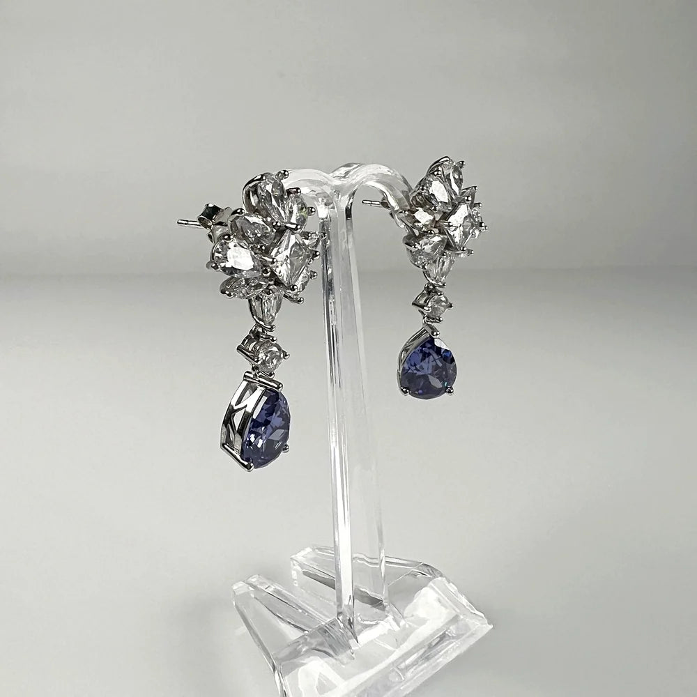 Cercei lungi din argint 925 cu zirconia si prindere fluture - vedere 1