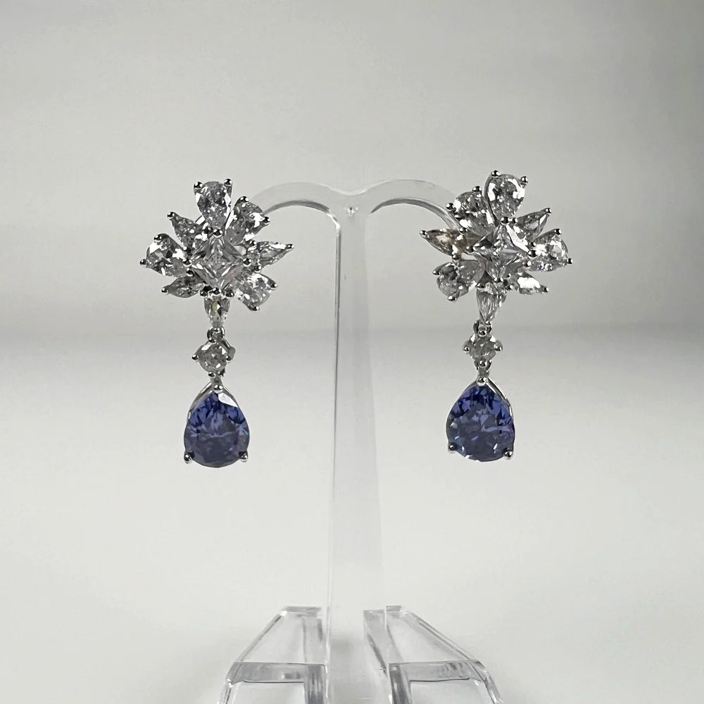 Cercei lungi din argint 925 cu zirconia si prindere fluture - vedere 2